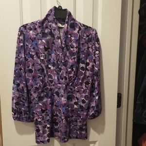 Silky purple blouse 3/4 sleeve small